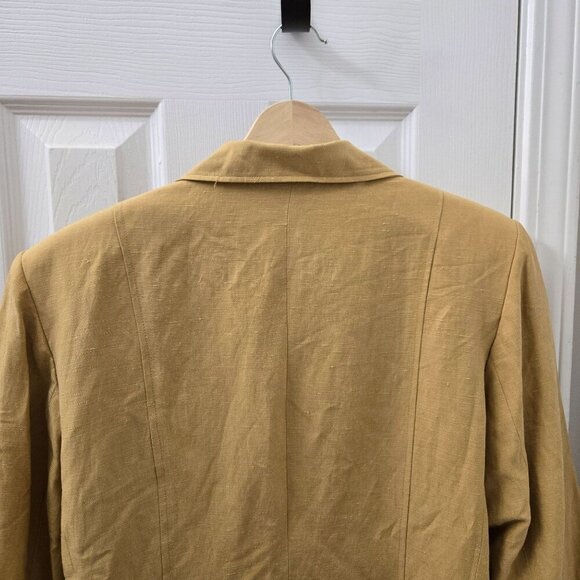 Vtg Silk Lore Blazer Jacket Medium Butterscotch Tan Safari Utility Retro Silk - Picture 10 of 14